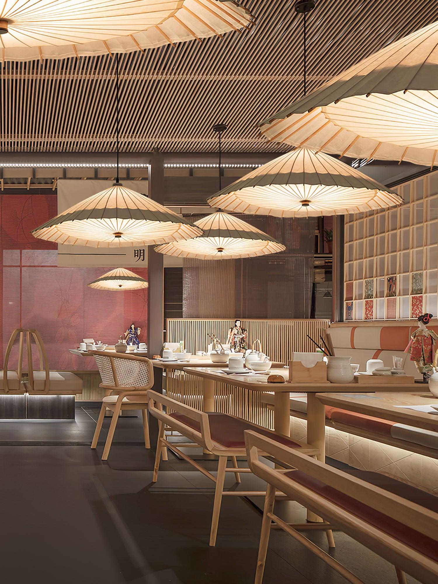 Nirixel Pendant Lamp Paper Umbrella Pleated Dining Room