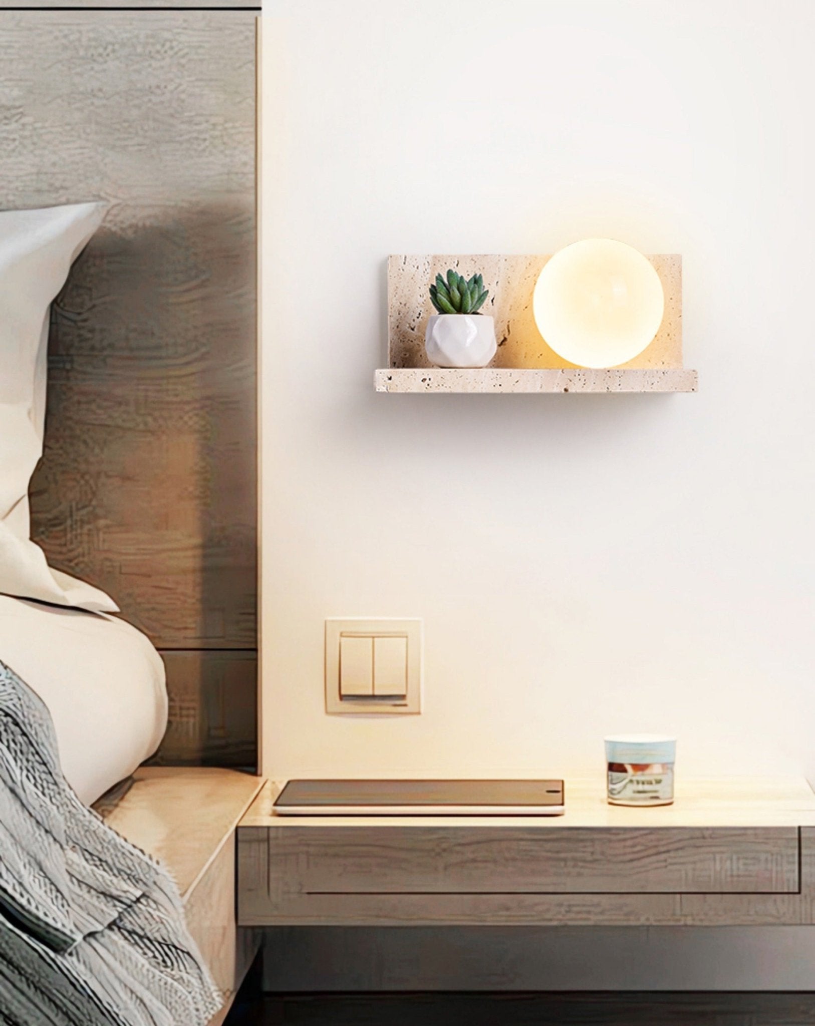 Vanthel Shelf Travertine Sconce