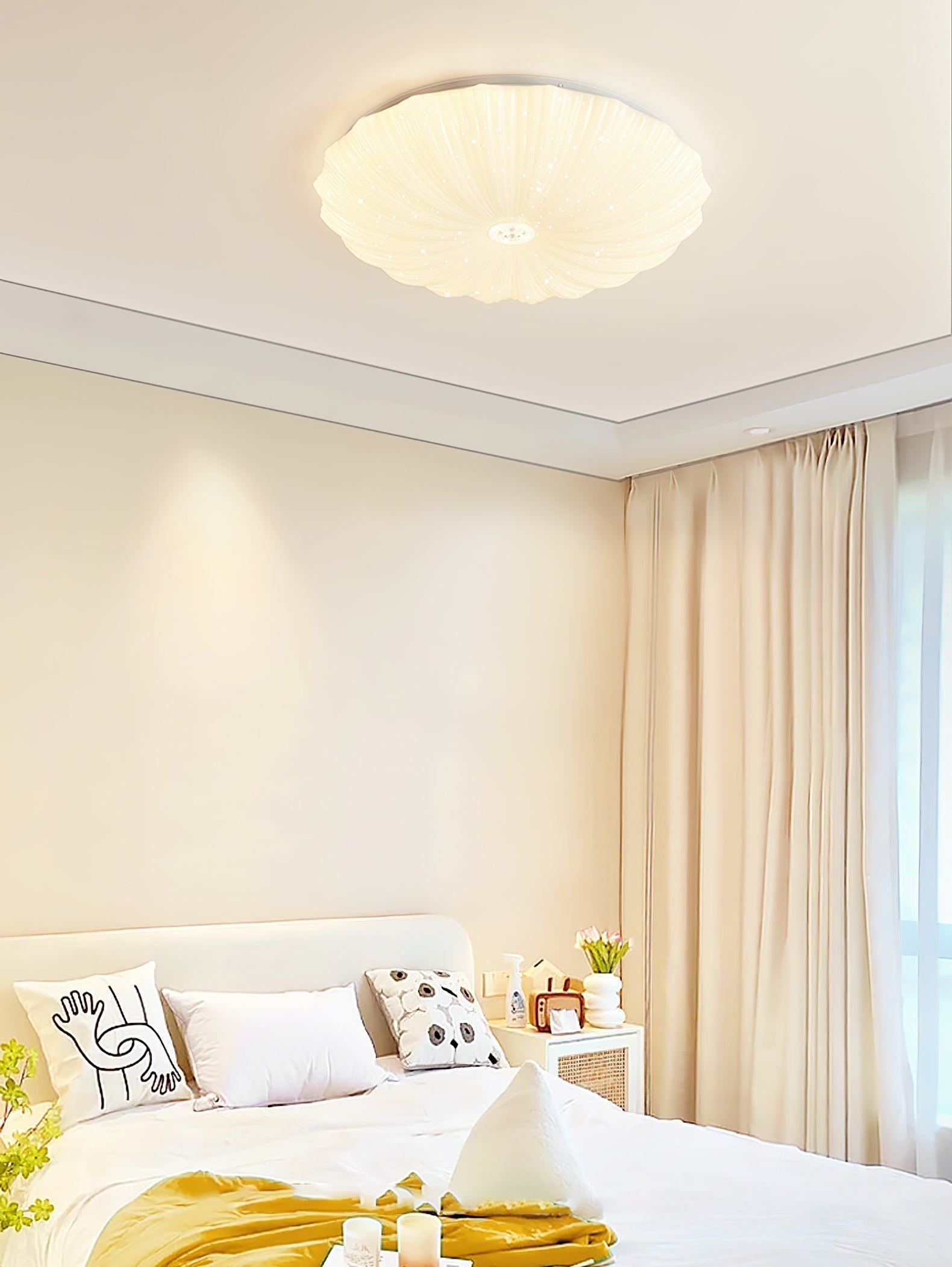 Coloria Nordic Art Shell Round Ceiling Lamp - Neutral Decor