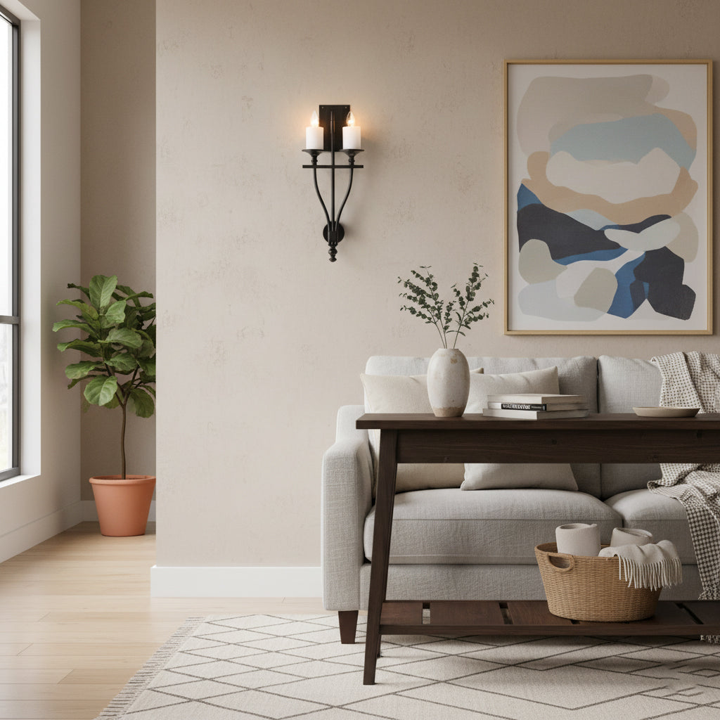 Diagram showing the dimensions of the Sienna Candle Wall Sconce.