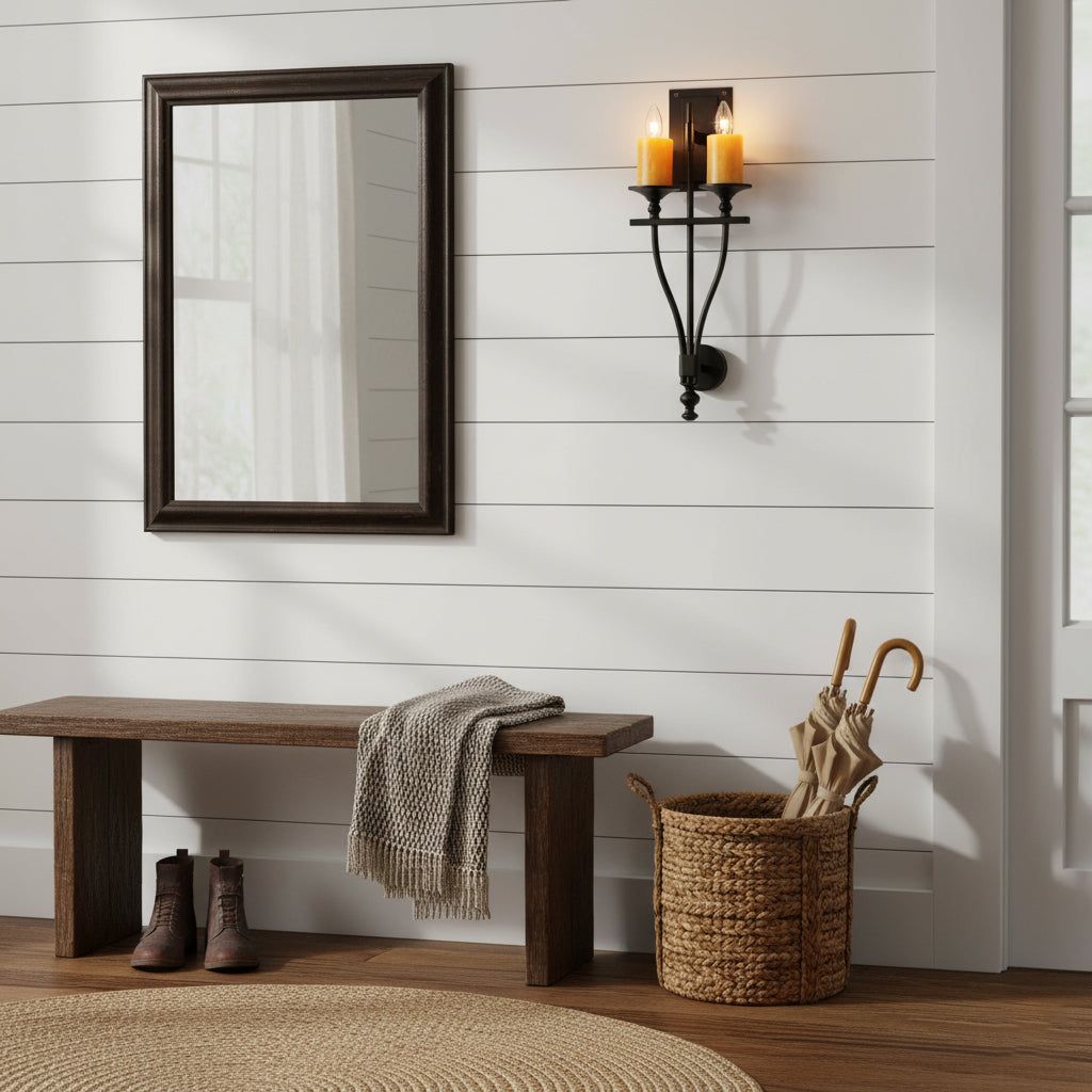Sienna Wall Sconce in black, viewed from a low angle.
