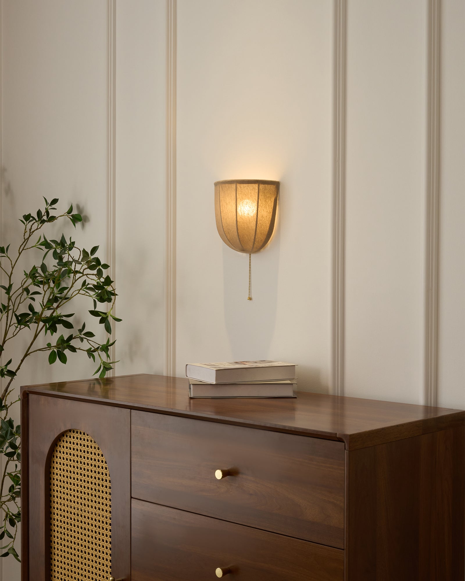 Griswold Natural Linen Fabric Sconce Wall lamp