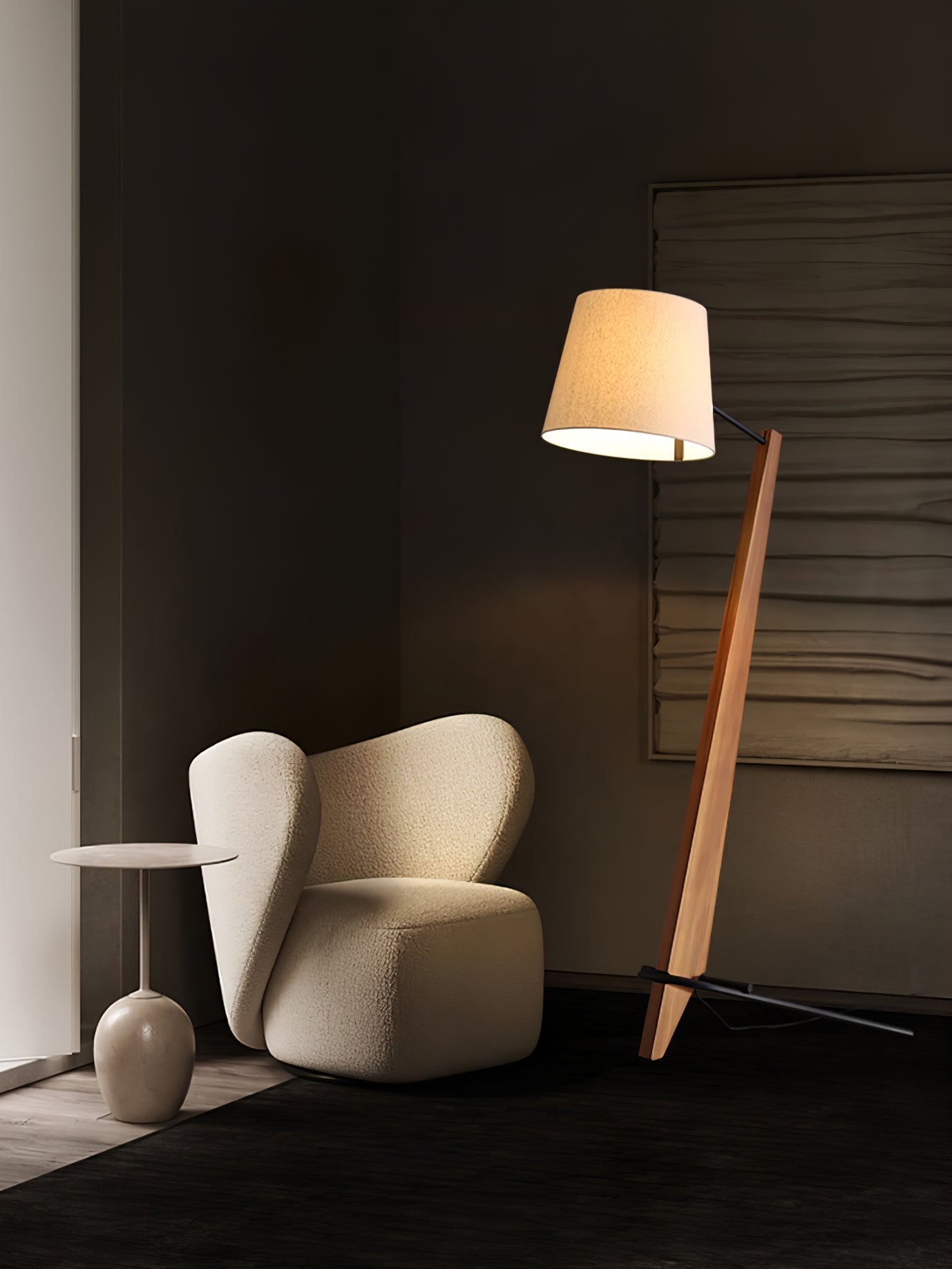 Vyran Wood Fabric Floor Lamp