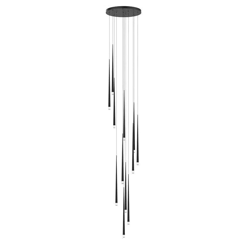 Reveno Chandelier Linear Slender Black Minimalist