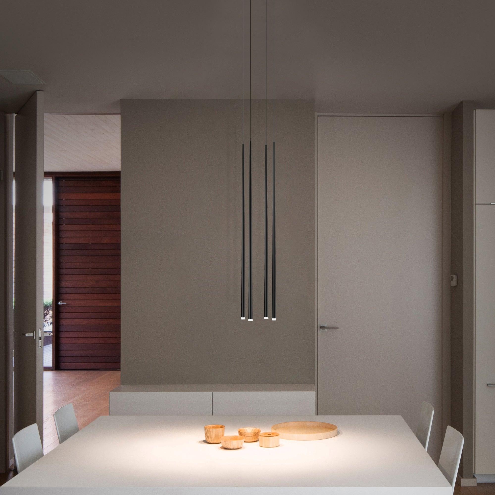 Reveno Chandelier Linear Slender Black Minimalist