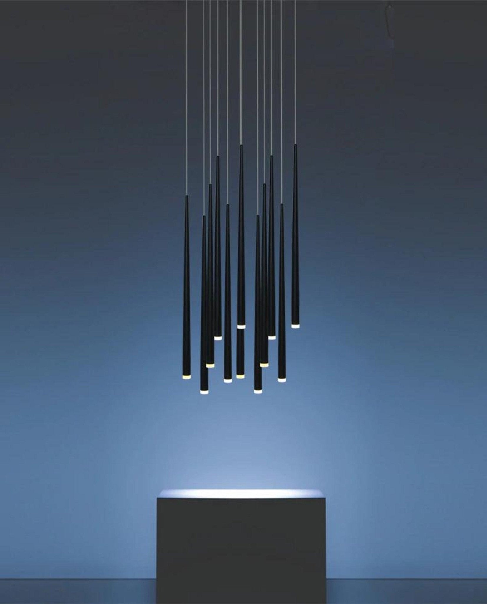 Reveno Chandelier Linear Slender Black Minimalist