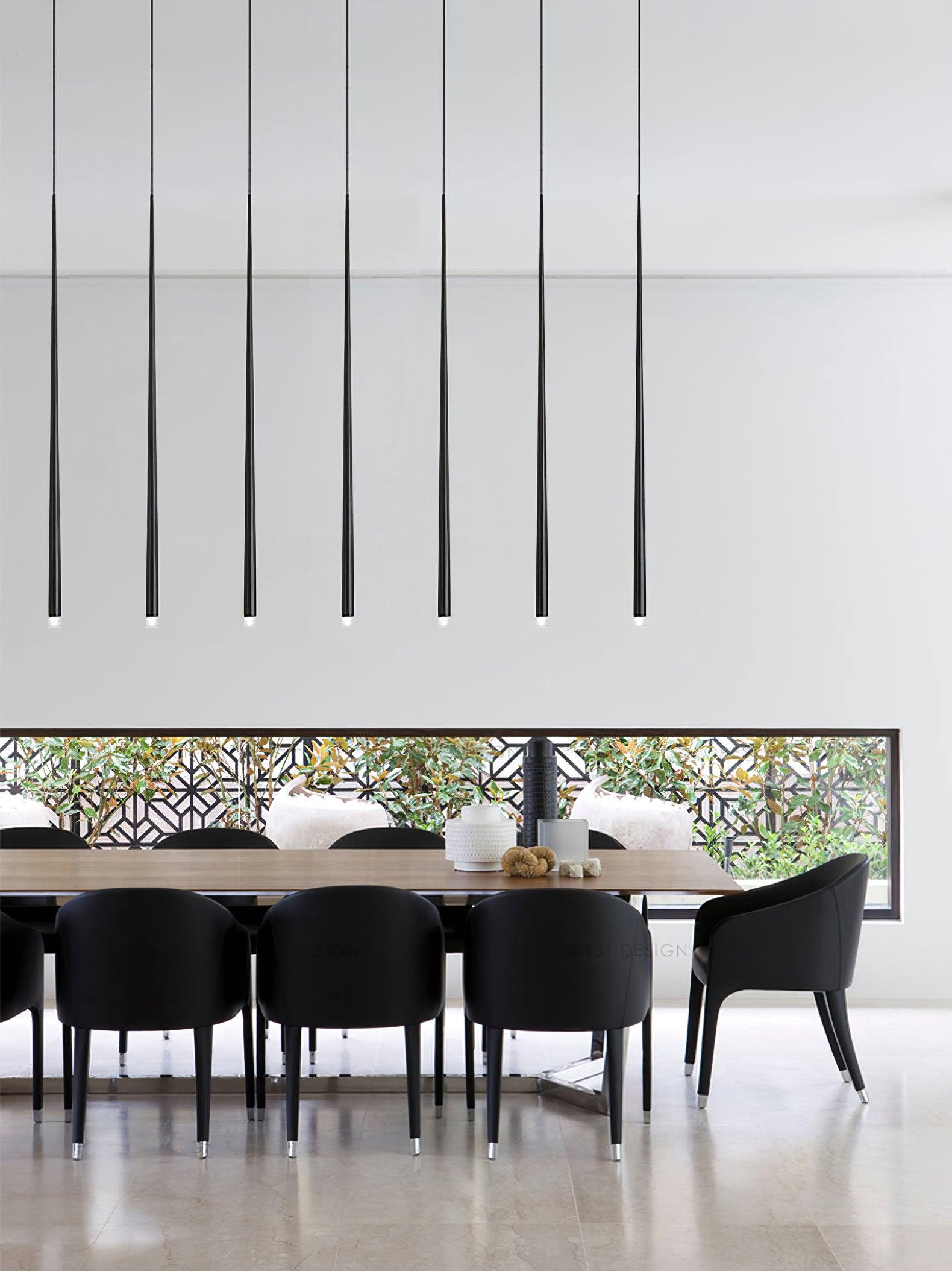 Reveno Chandelier Linear Slender Black Minimalist