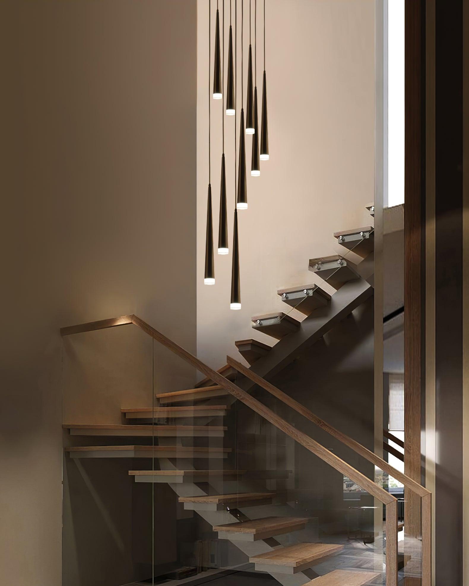Reveno Chandelier Linear Slender Black Minimalist