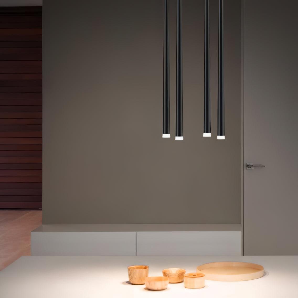 Reveno Chandelier Linear Slender Black Minimalist