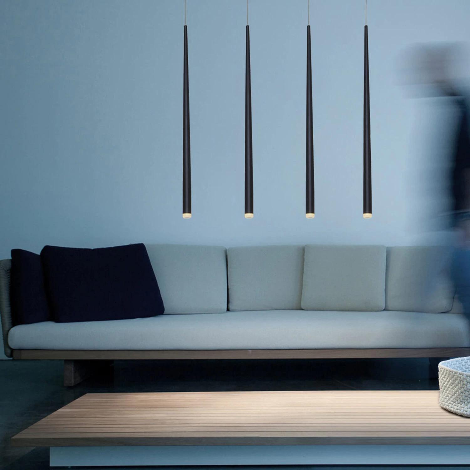 Reveno Chandelier Linear Slender Black Minimalist