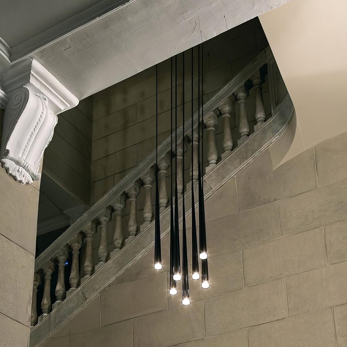 Reveno Chandelier Linear Slender Black Minimalist