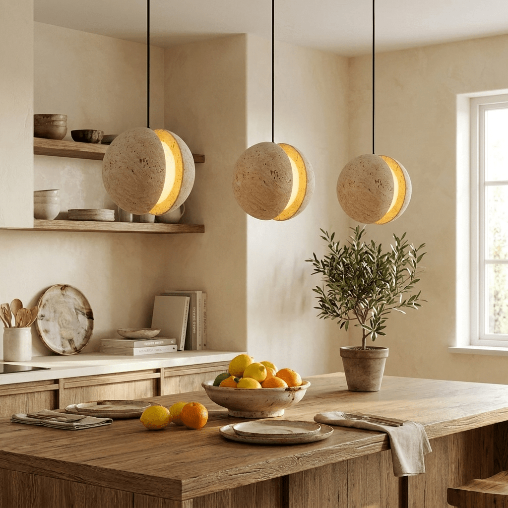 Tavanise Travertine Globe Pendant Lamp