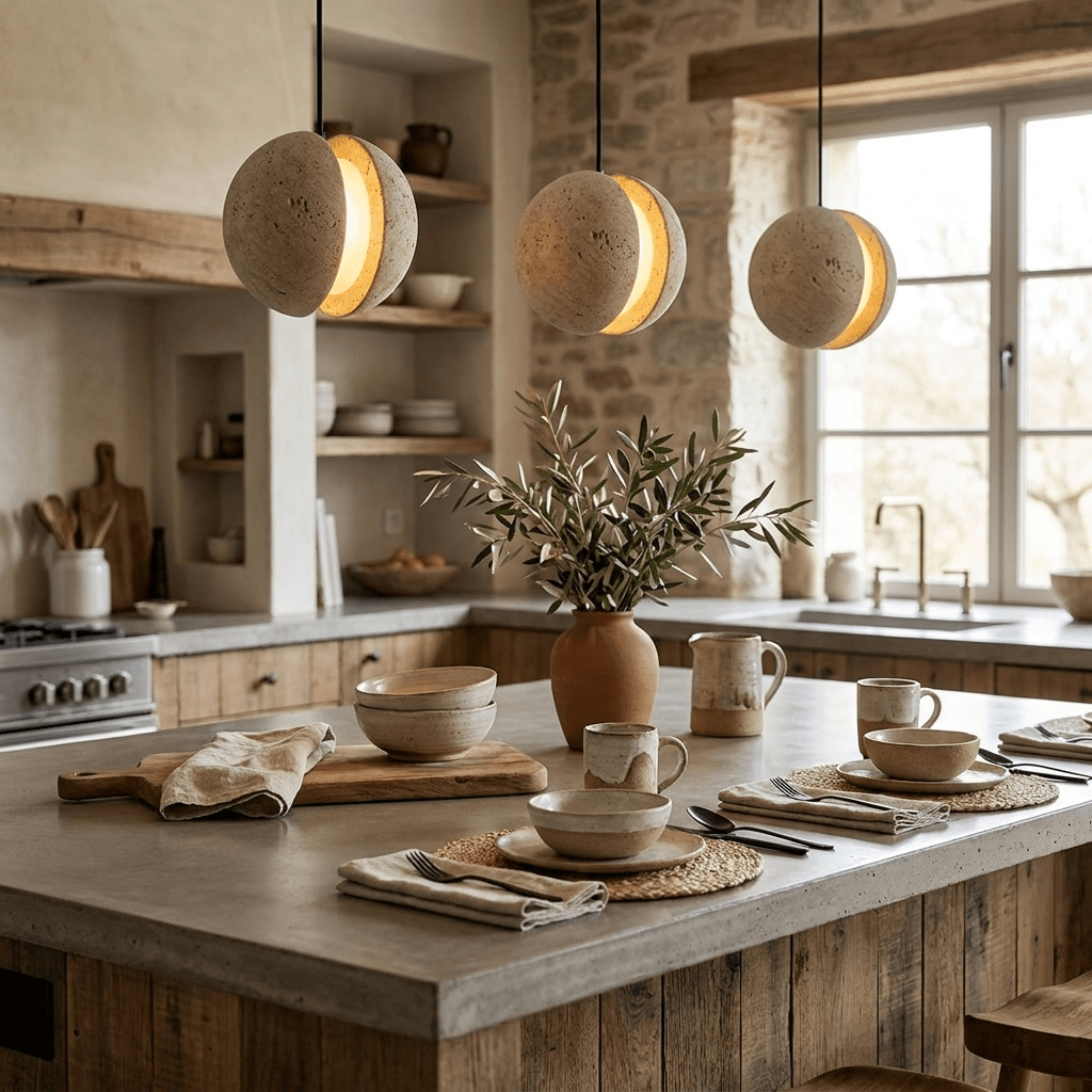 Tavanise Travertine Globe Pendant Lamp