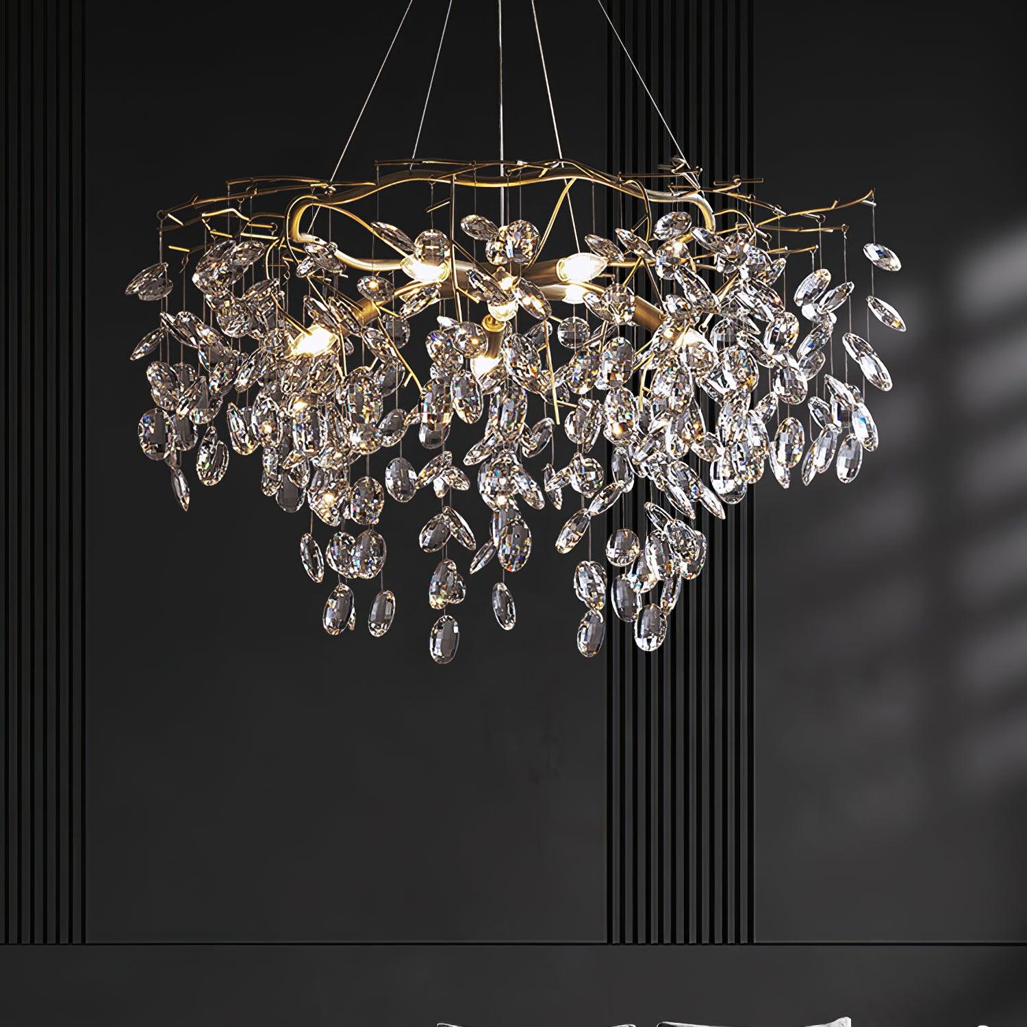 Luxirian Chandelier Crystal Branch Gold LED