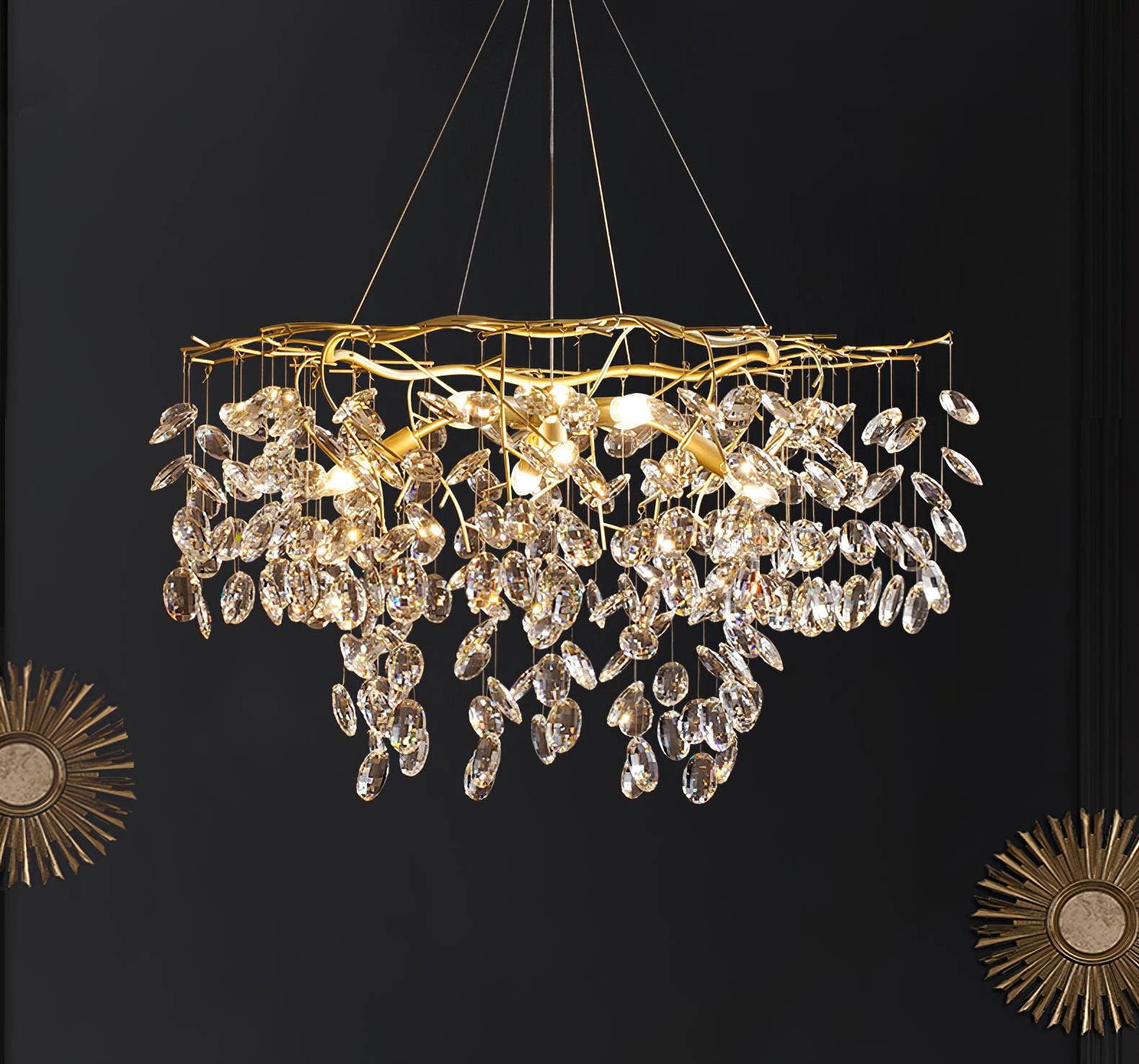 Luxirian Chandelier Crystal Branch Gold LED