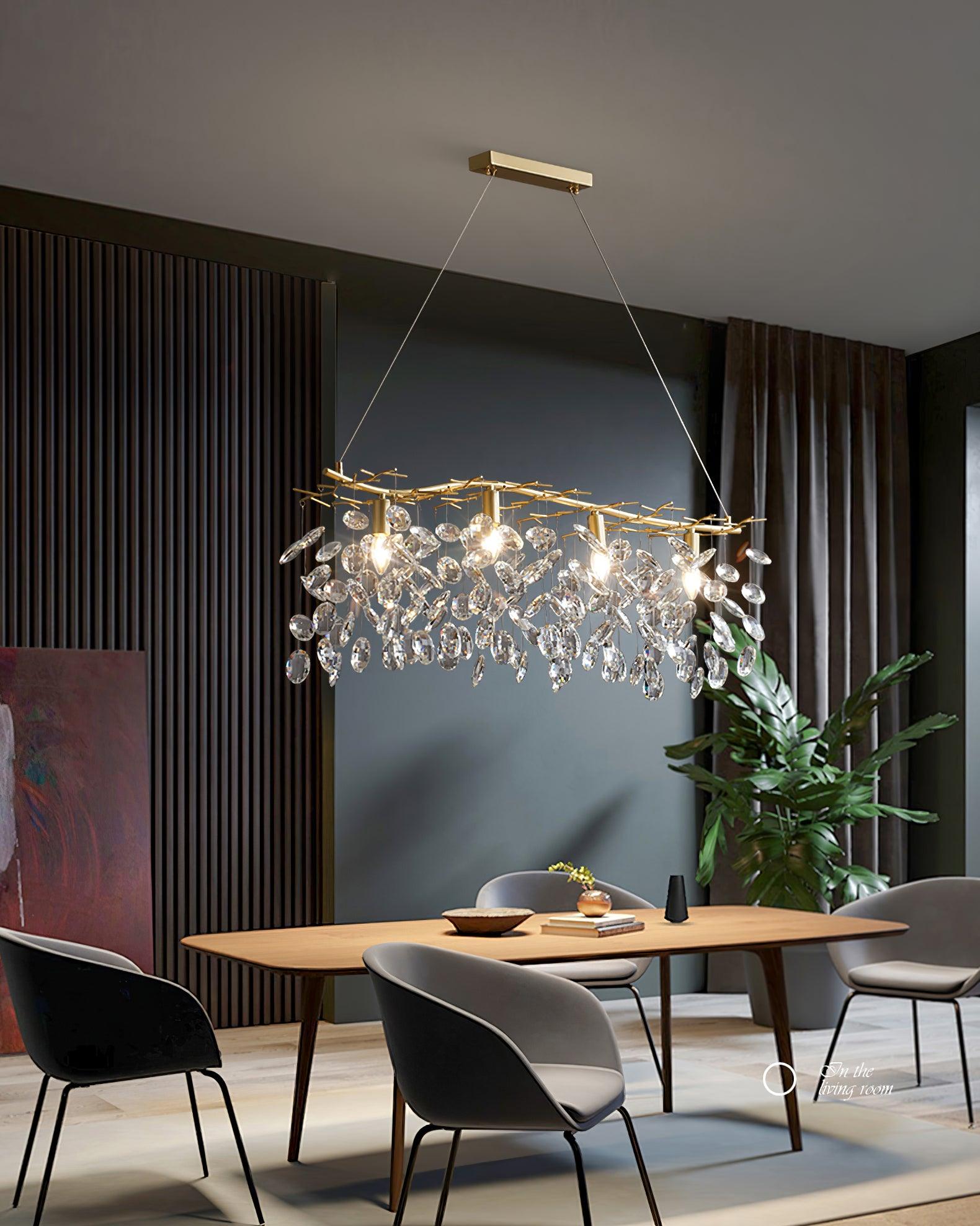 Luxirian Chandelier Crystal Branch Gold LED