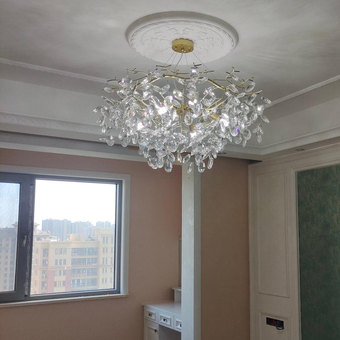 Luxirian Chandelier Crystal Branch Gold LED