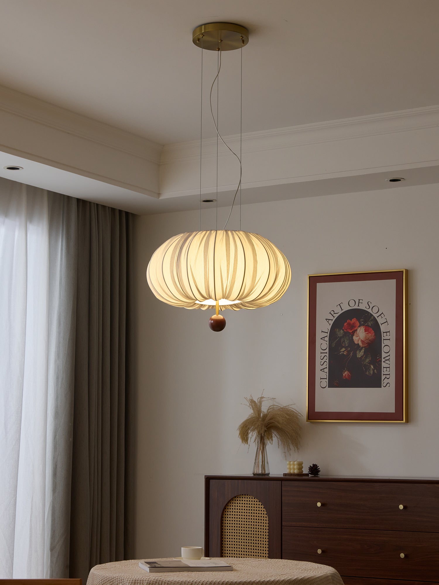 Vasilen Premium Nordic Art Balloon Wood Fabric Ceiling Light