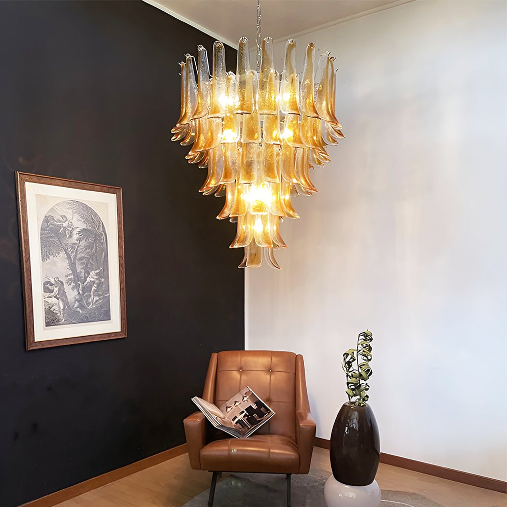 Liorenaine Chandelier Amber Glass Petals Layered Luxury