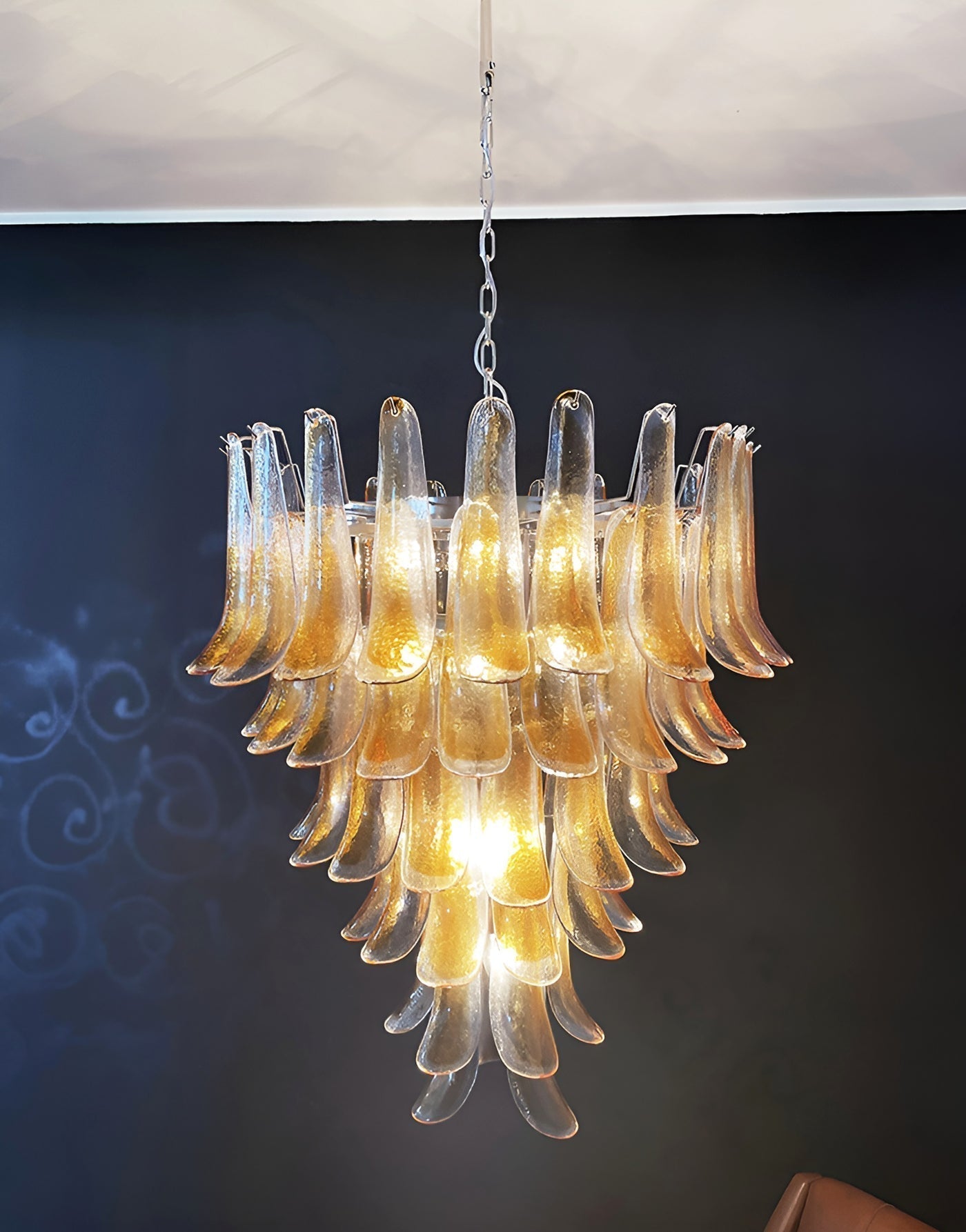 Liorenaine Chandelier Amber Glass Petals Layered Luxury