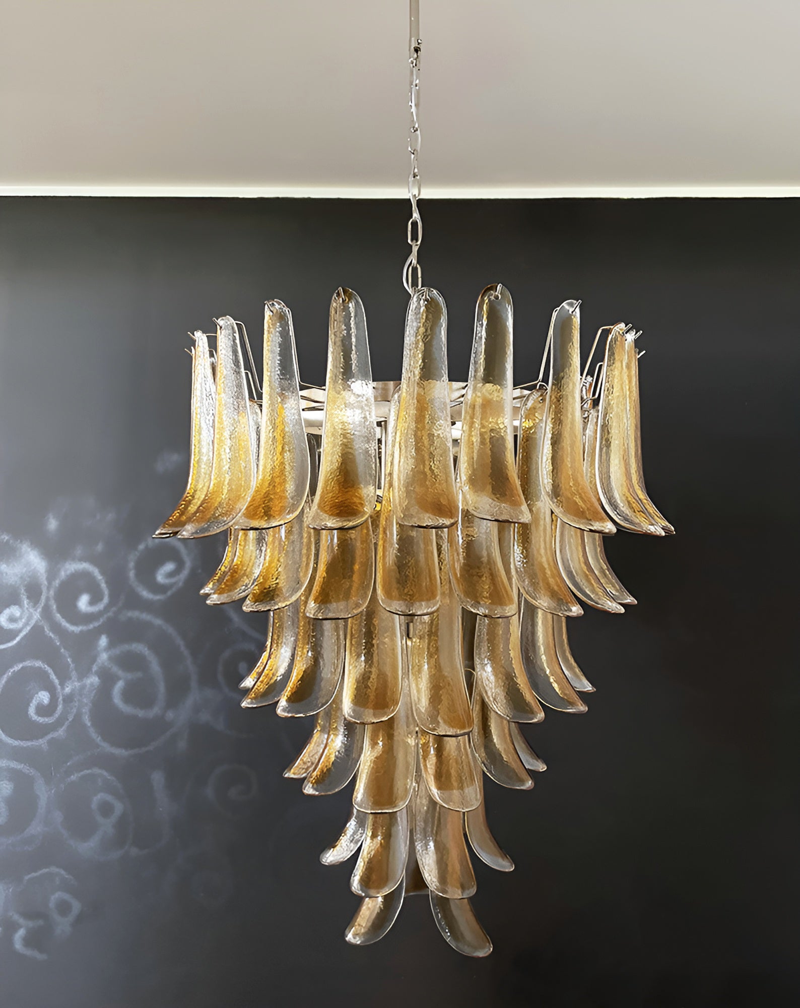 Liorenaine Chandelier Amber Glass Petals Layered Luxury