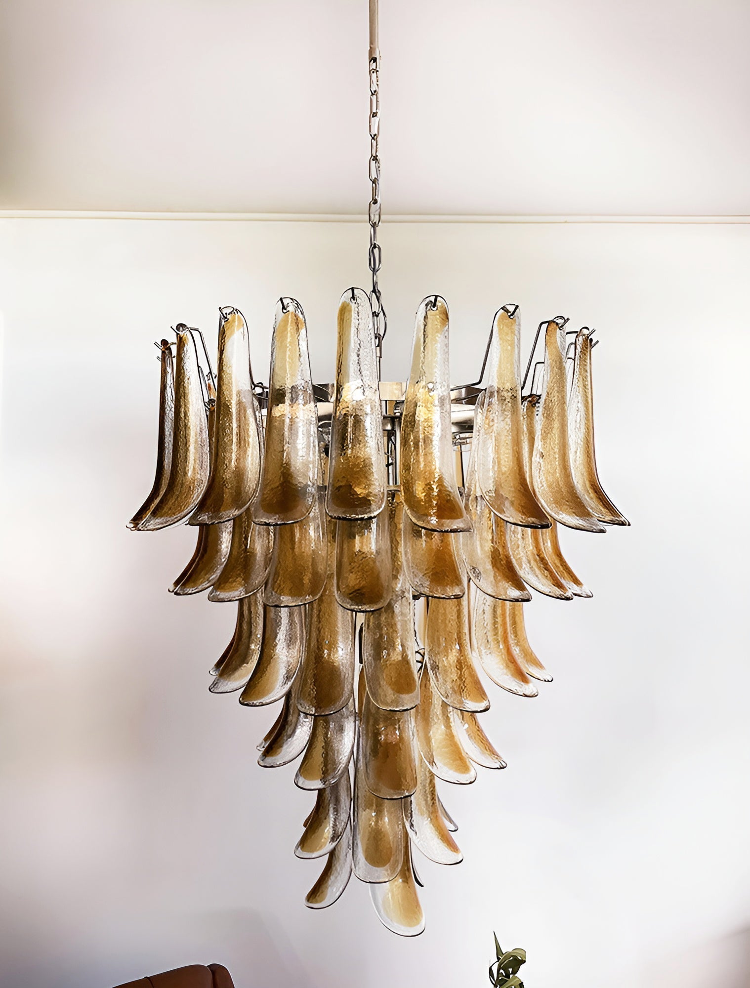 Liorenaine Chandelier Amber Glass Petals Layered Luxury