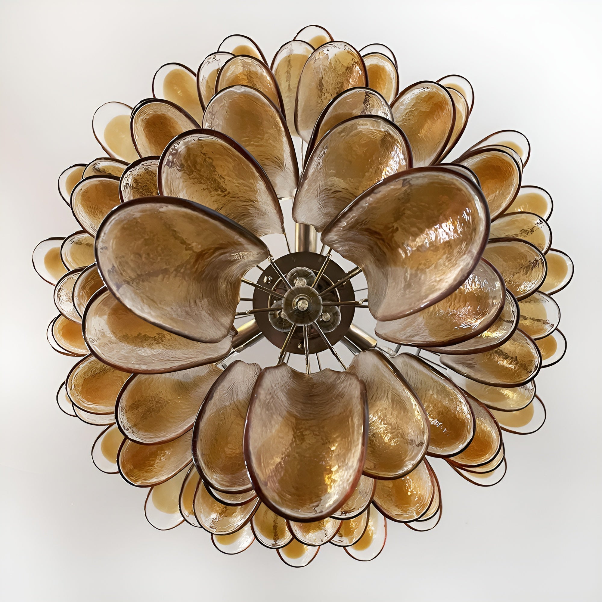 Liorenaine Chandelier Amber Glass Petals Layered Luxury