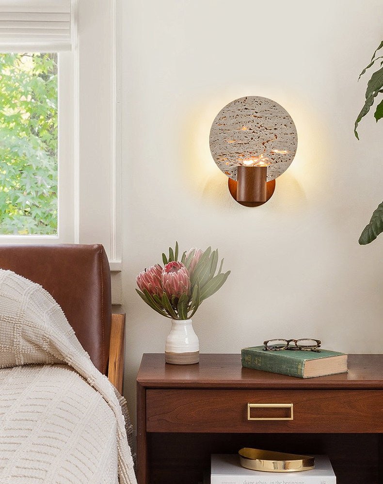 Taveiella Travertine Round Wall Light