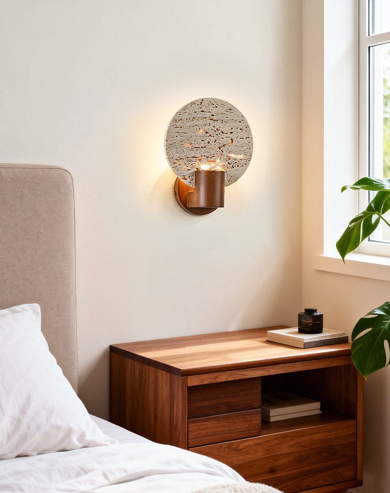 Taveiella Travertine Round Wall Light