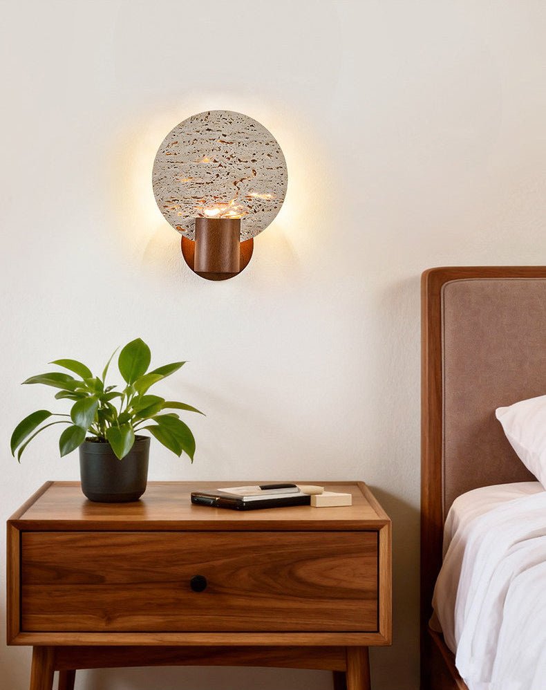 Taveiella Travertine Round Wall Light