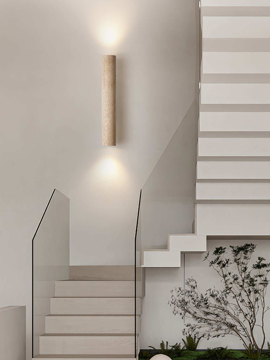 Seranise Slim Cylinder Travertine Wall Light