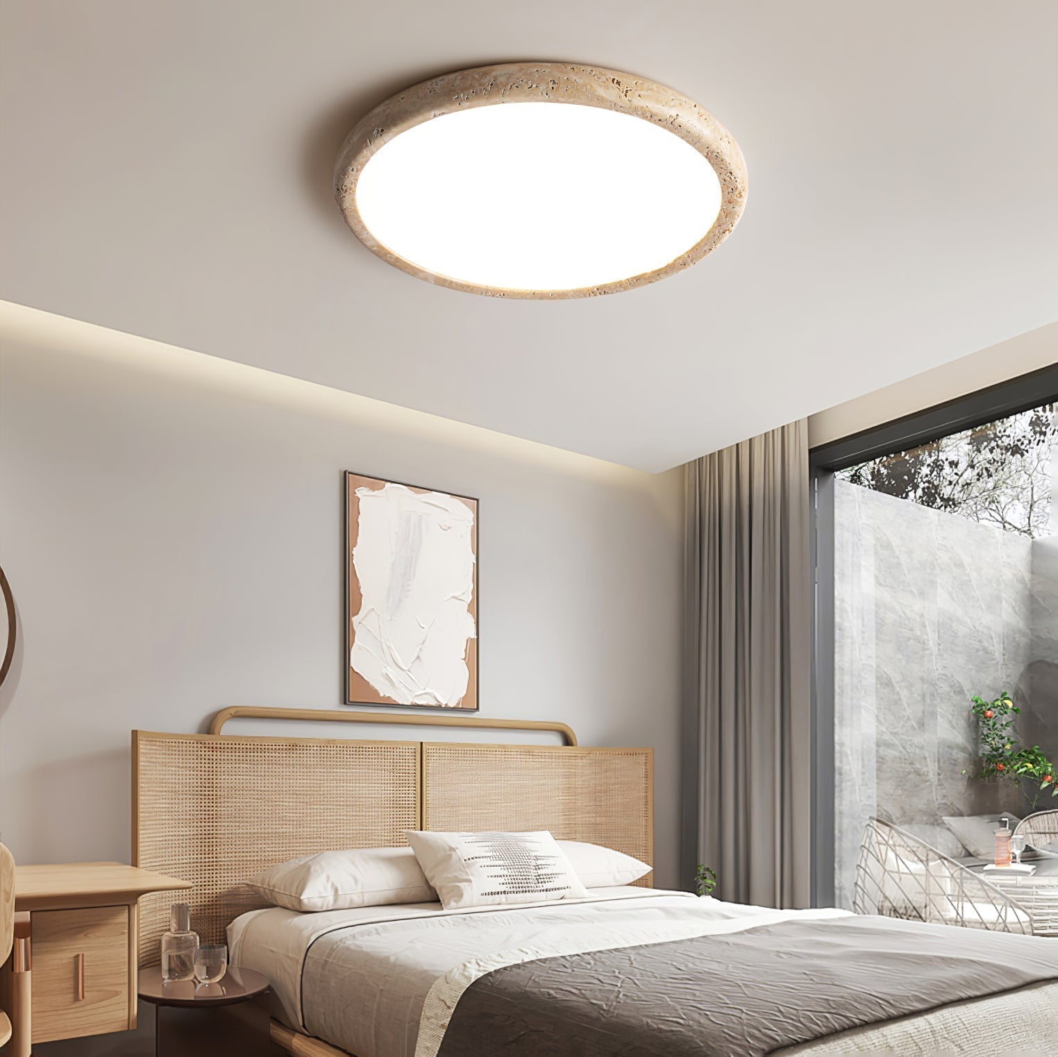 Aurrina Ring Frame Travertine Ceiling Light