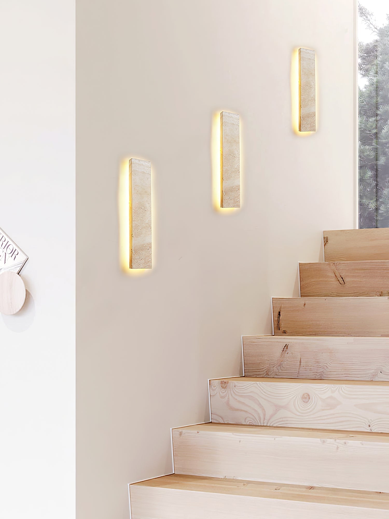 Tavoelia Slim Rectangle Travertine Linear Wall Light