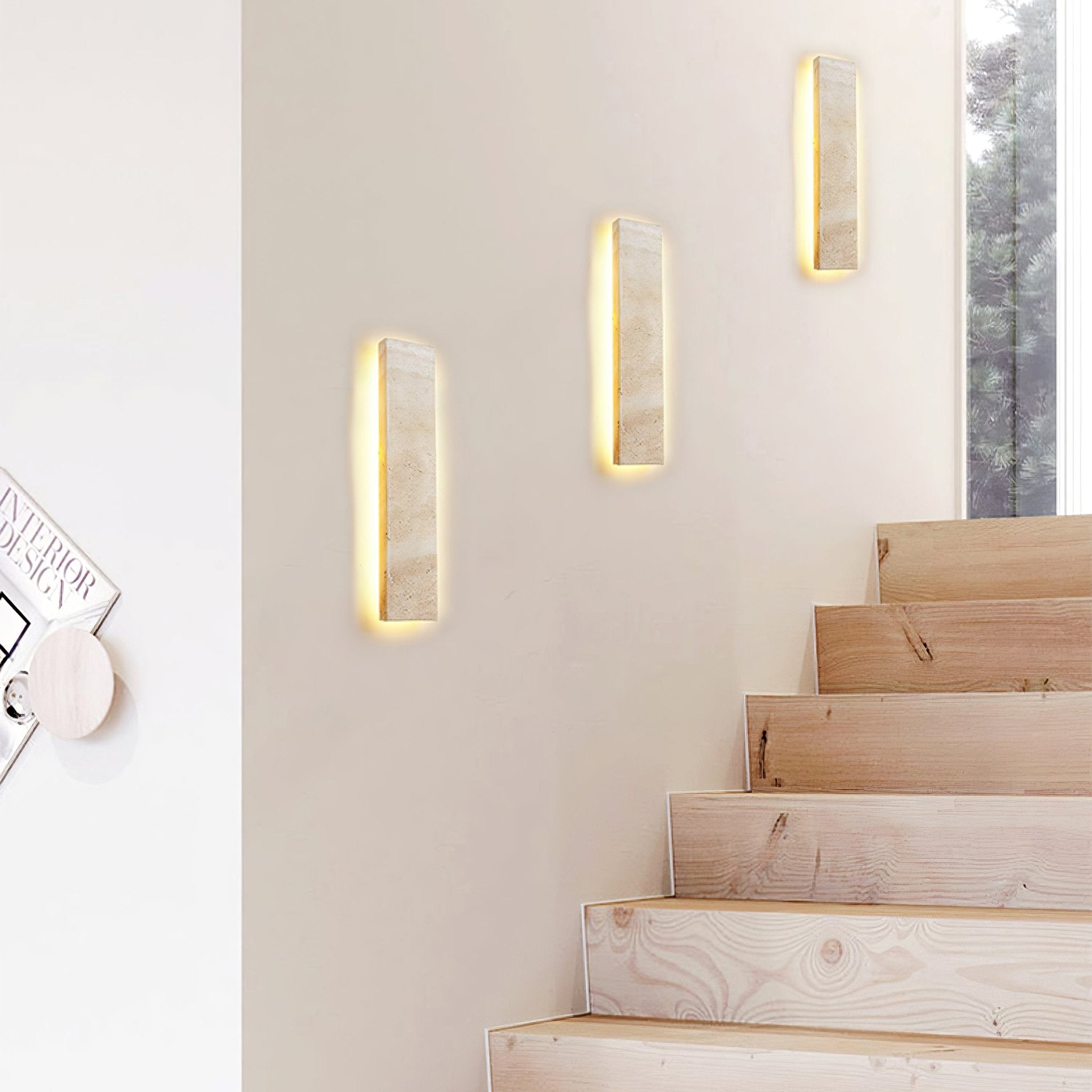 Tavoelia Slim Rectangle Travertine Linear Wall Light