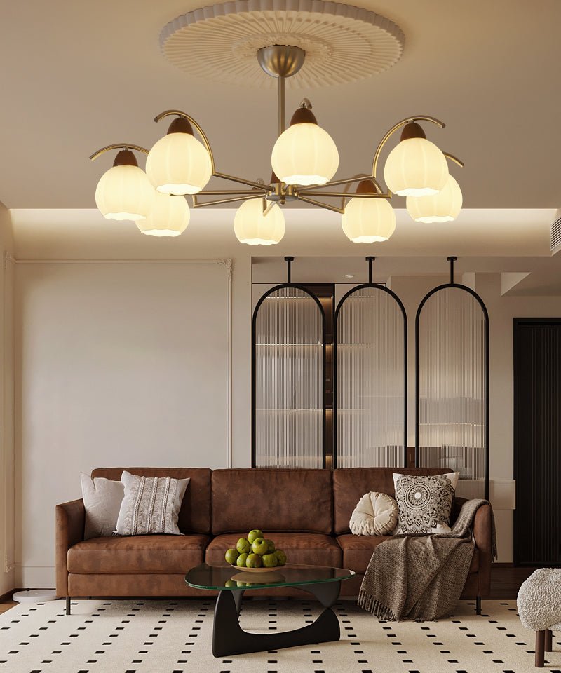 Ilaeiel Traditional Elegance Bloom Wood Glass Chandelier