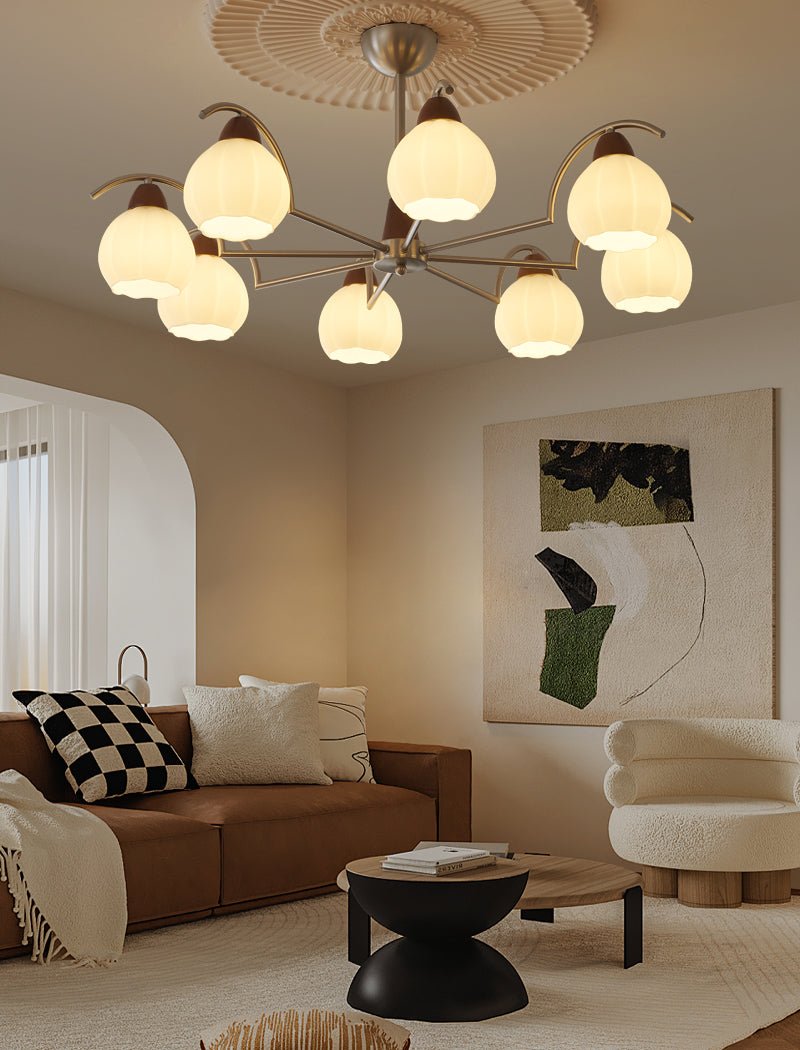 Ilaeiel Traditional Elegance Bloom Wood Glass Chandelier