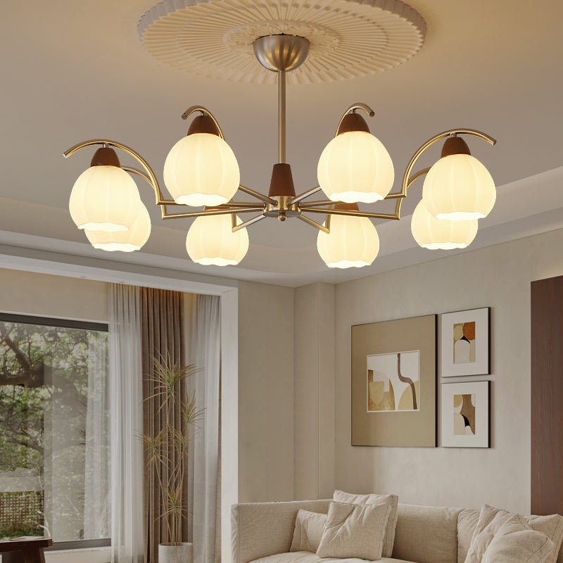 Ilaeiel Traditional Elegance Bloom Wood Glass Chandelier