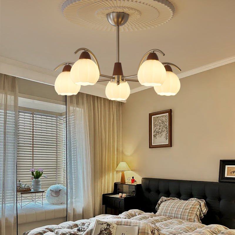 Ilaeiel Traditional Elegance Bloom Wood Glass Chandelier