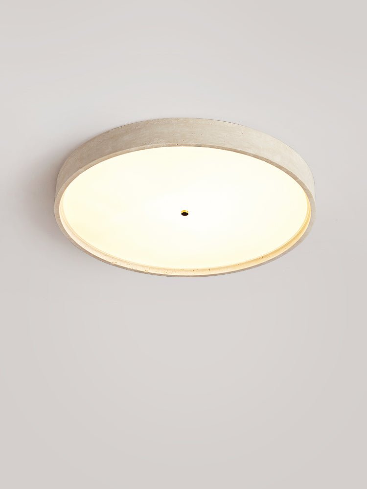 Lana Minimal Yellow Travertine Disc Ceiling Lamp