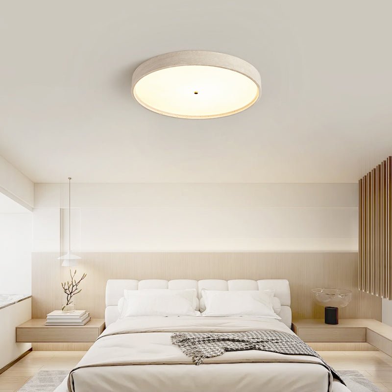 Lana Minimal Yellow Travertine Disc Ceiling Lamp