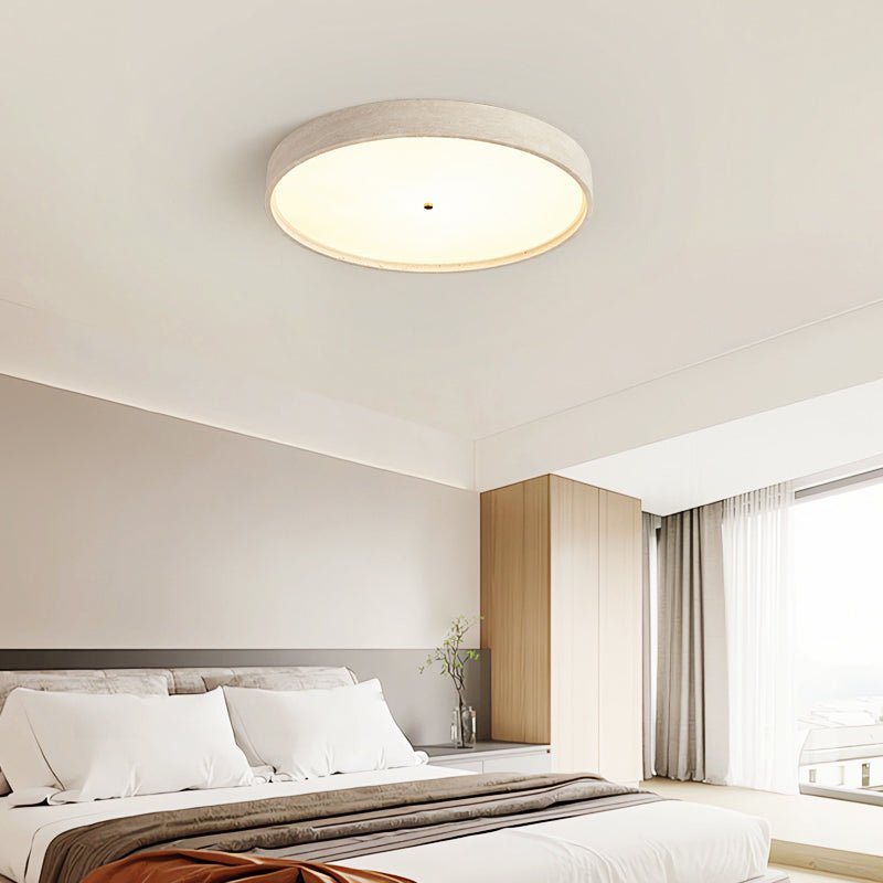 Lana Minimal Yellow Travertine Disc Ceiling Lamp