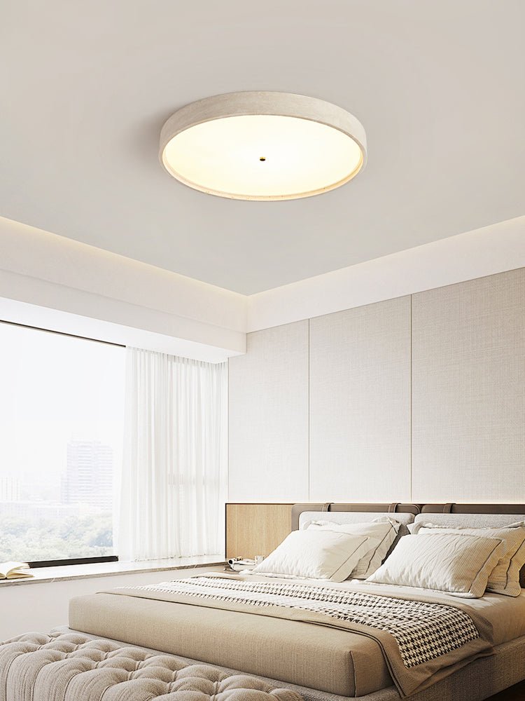 Lana Minimal Yellow Travertine Disc Ceiling Lamp