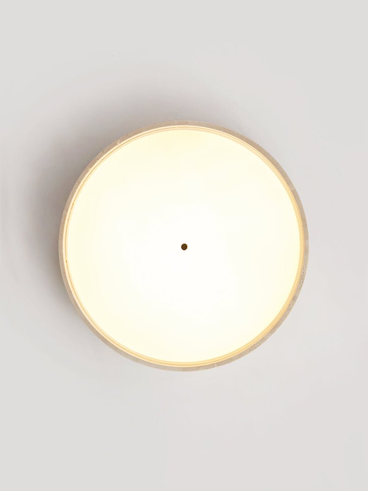 Lana Minimal Yellow Travertine Disc Ceiling Lamp