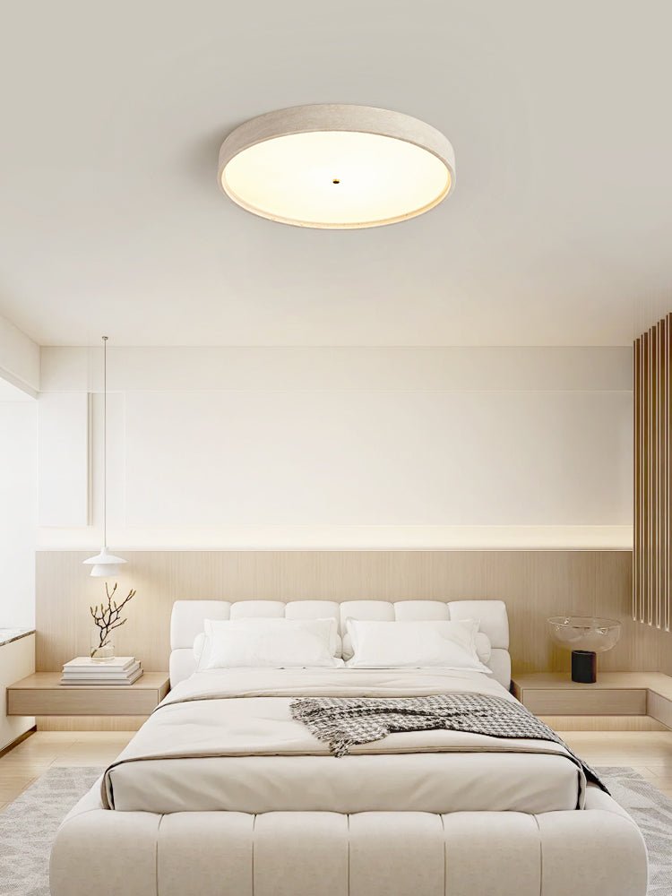 Lana Minimal Yellow Travertine Disc Ceiling Lamp