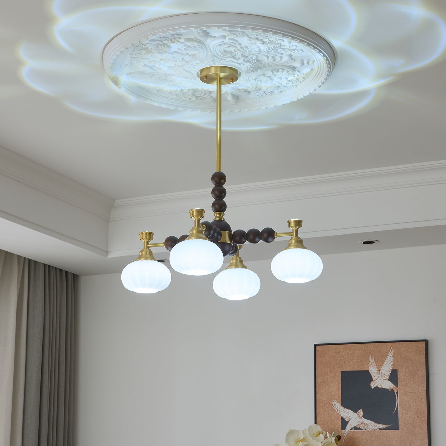 Avdorira Elegance Vintage Brass Wood Chandelier