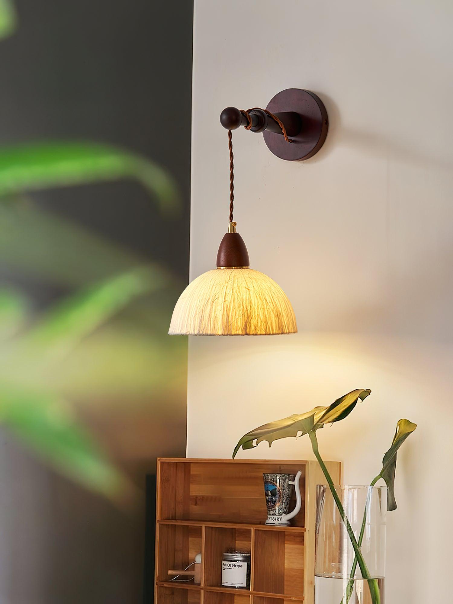 Vitheos Elegance Natural Walnut Wood Wall Lamp