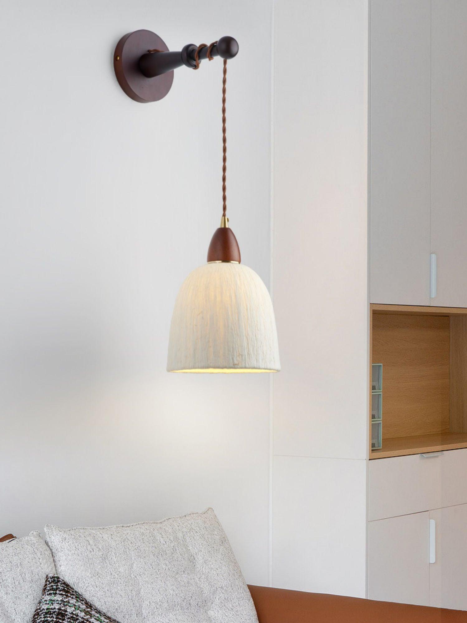 Vitheos Elegance Natural Walnut Wood Wall Lamp
