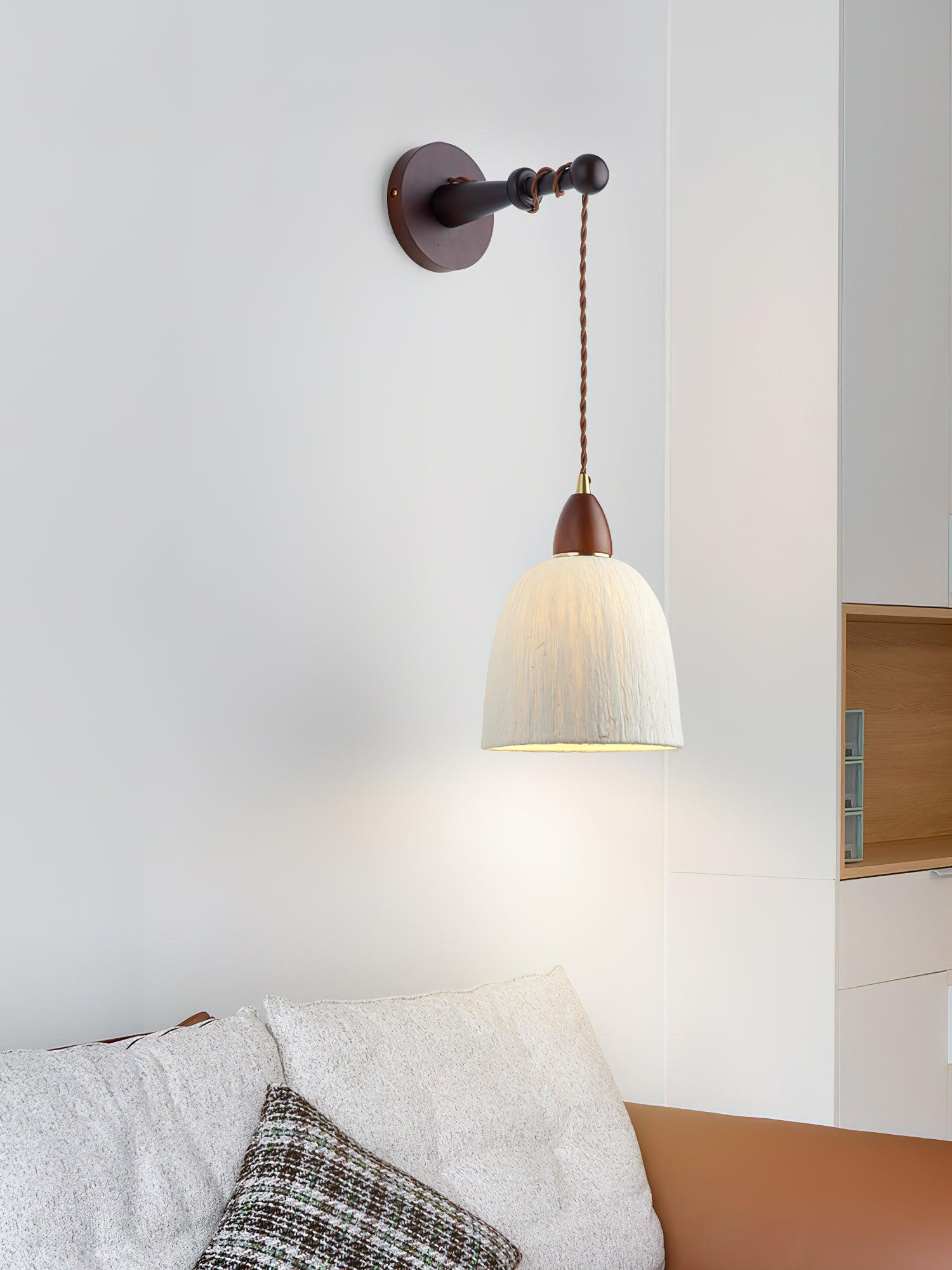 Vitheos Elegance Natural Walnut Wood Wall Lamp