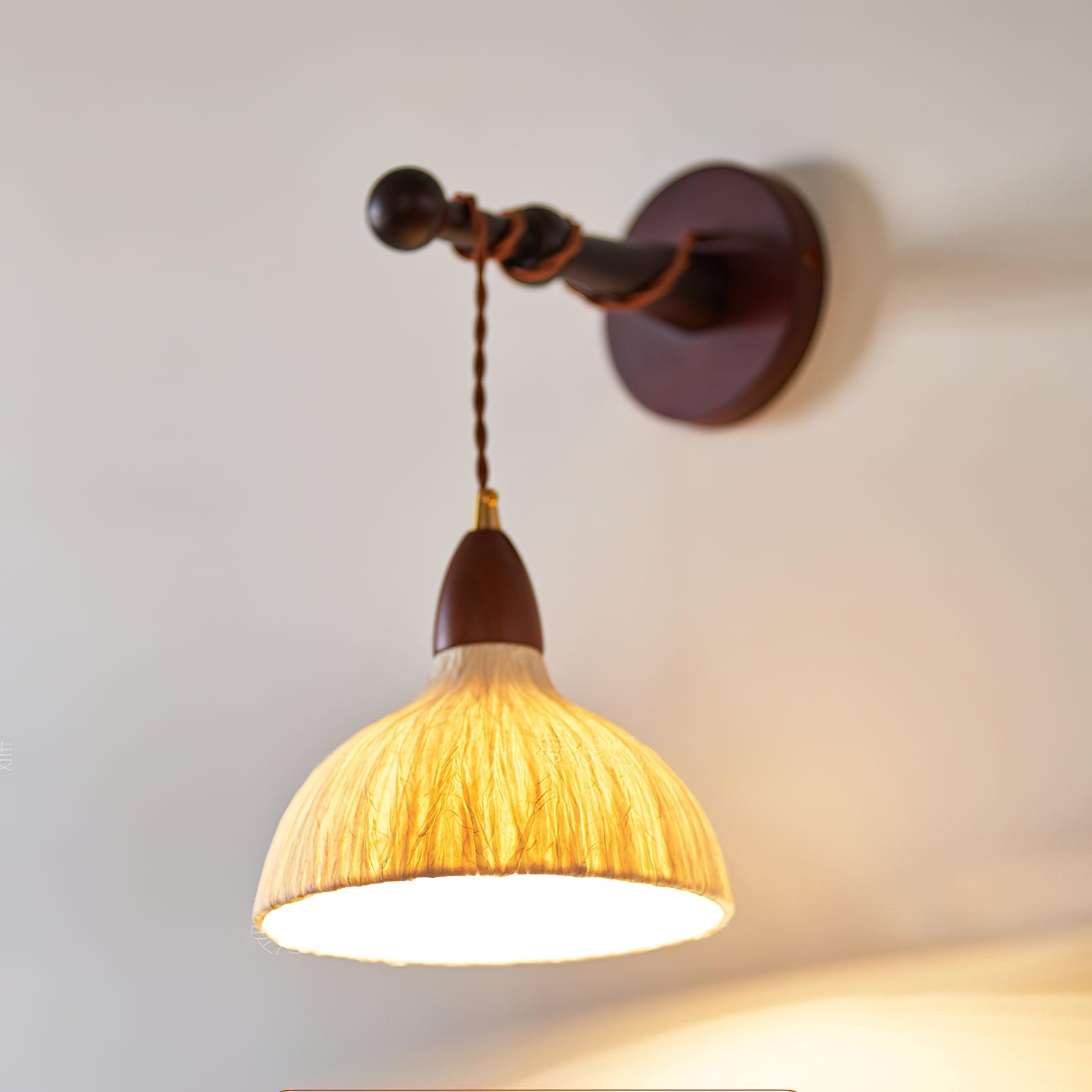 Vitheos Elegance Natural Walnut Wood Wall Lamp