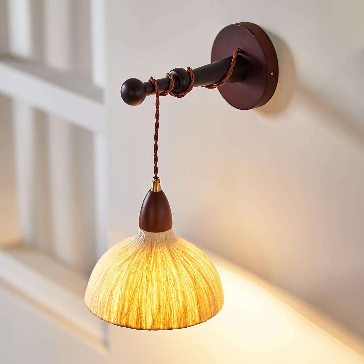 Vitheos Elegance Natural Walnut Wood Wall Lamp
